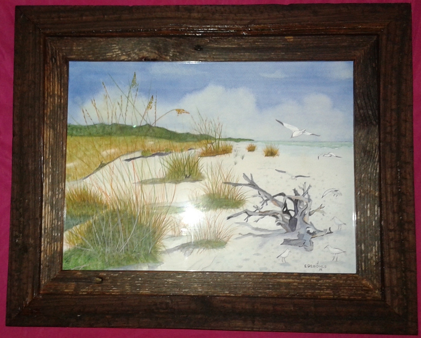 Coastal Art By John Edebohls - Watercolor On Textured Art Paper Double Framed