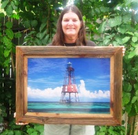 Carysfort Lighthouse - 30 x 22 Double Wooden Frames Photograph By Linda Carithers