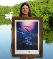 Dolphin Tribe -  32 x 24 Sold Hand Signed W/Remarque By Wyland Double Frames on a 3D Crown